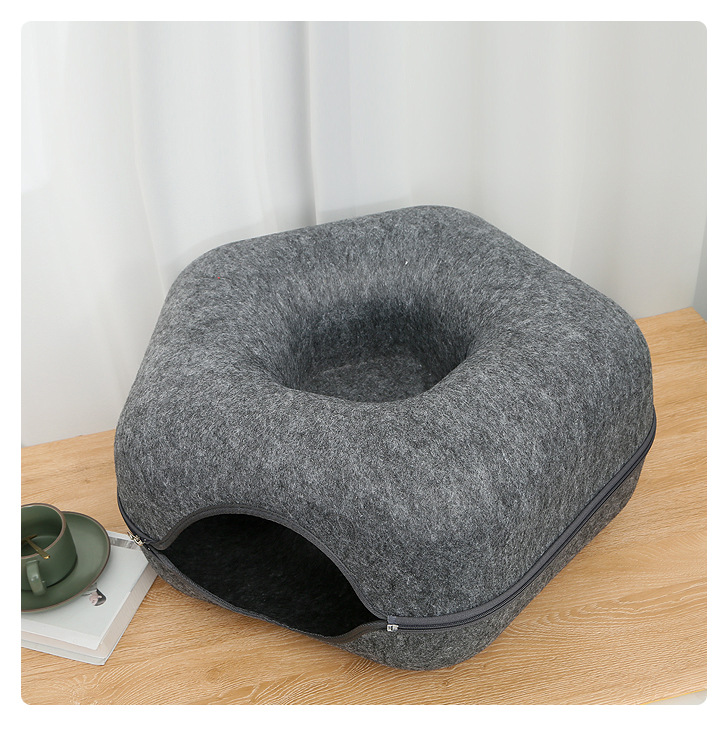 Tunnel Cat Nest Four Seasons Universal Removable and Washable Cat Nest Semi-enclosed Zipper Felt Cat Nest Cat Toy