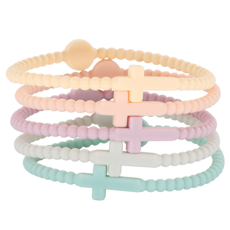 Amazon popular bracelet thin cross silicone bracelet children's bracelet new simple European and American bracelet