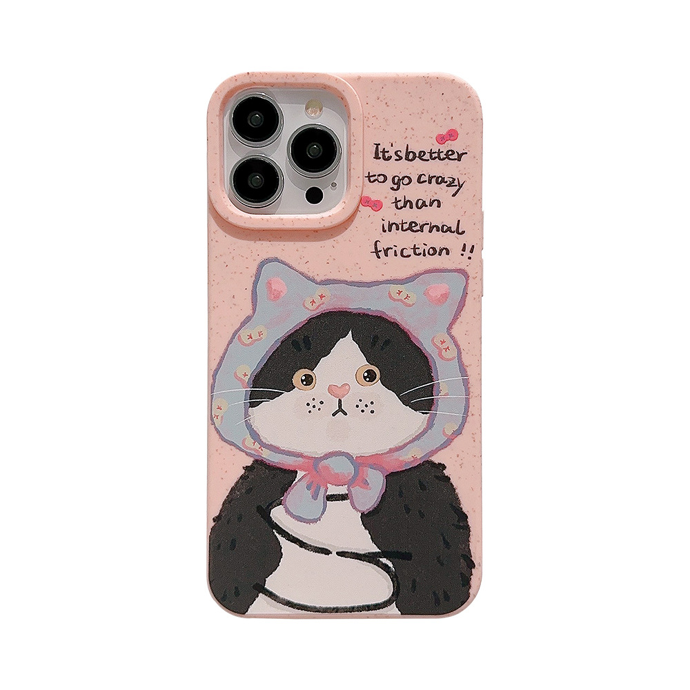 Oil painting funny cat suitable for 15 Apple 14 ProMax mobile phone case 13 original iPhone 12 frosted 11 soft case