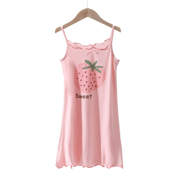 Yousse Children's Nightgown Women's Summer Thin Sling Nightgown Big Girl Princess Nightgown Sling Girls' Home Clothes
