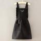 Simple-strap princess dress pure black-little love