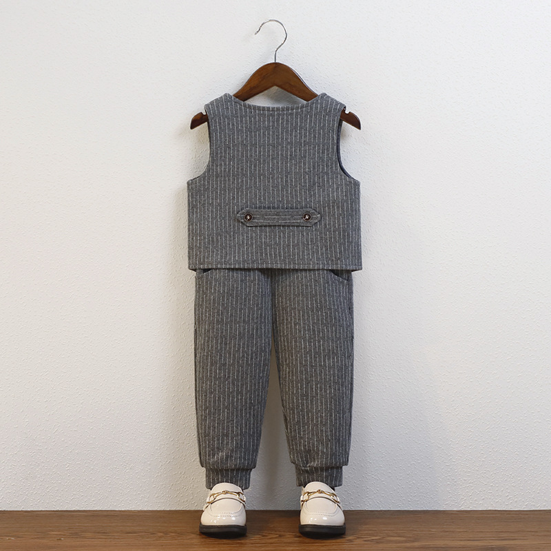 Children's suit baby's one-year-old dress boy's handsome British infant vest three-piece suit 100-day catch week suit