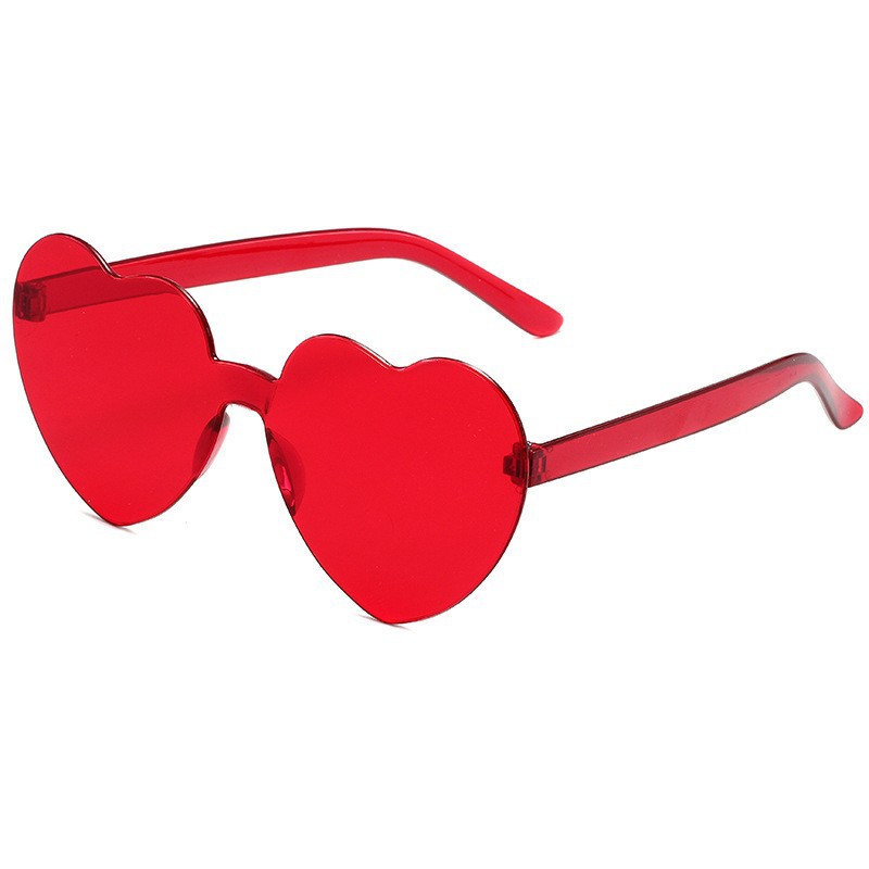 Transparent jelly color love sunglasses men's and women's peach heart sunglasses cross-border European and American heart-shaped conjoined love sunglasses