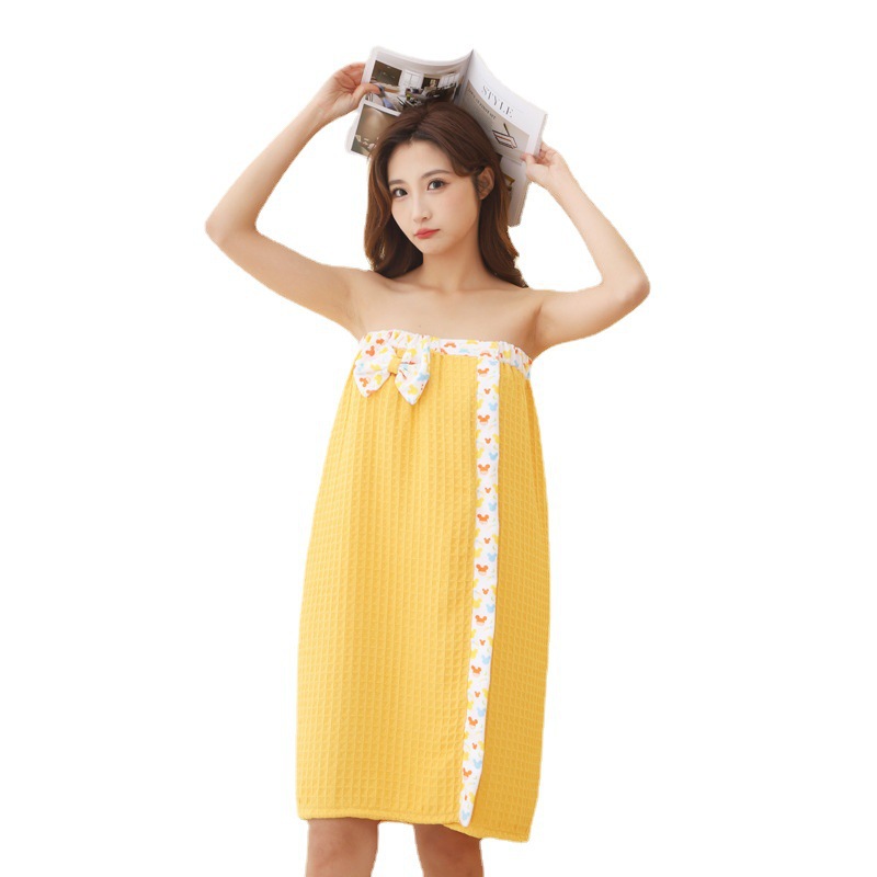 Cute Women's Tube Top Household Water Absorbent Quick-drying Hair Dry Hat Waffle Waffle Hair Dry Hat Bath Skirt Customizable