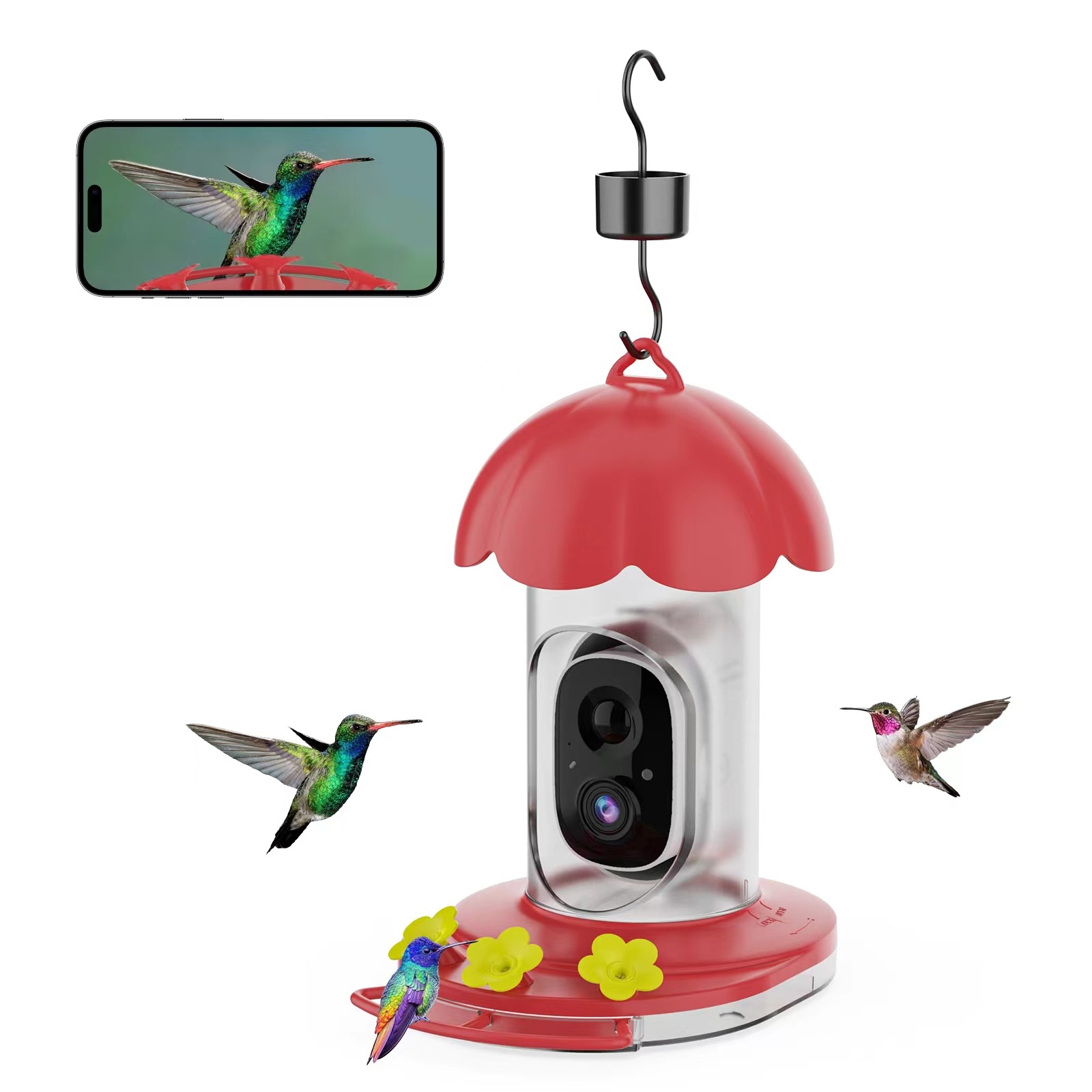 Amazon Low Power Solar cross-border hummingbird feeder bird feeder bird watching intelligent AI recognition camera