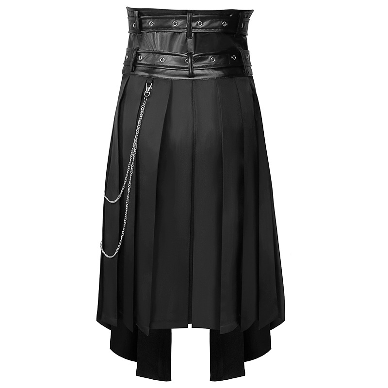 Amazon New European and American Dark Rock Punk Steam Gothic Asymmetric Pleated Skirt Menswear