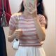 Short-sleeved Chanel Striped Sweater Women's Summer Thin 2023 New Design Slim-fit French Top