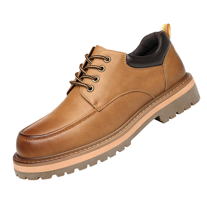 New Outdoor Casual Workwear Shoes Men's 8cm Inner Height Large Toe Leather Shoes Men's Genuine Leather Non-Slip Trendy Shoes
