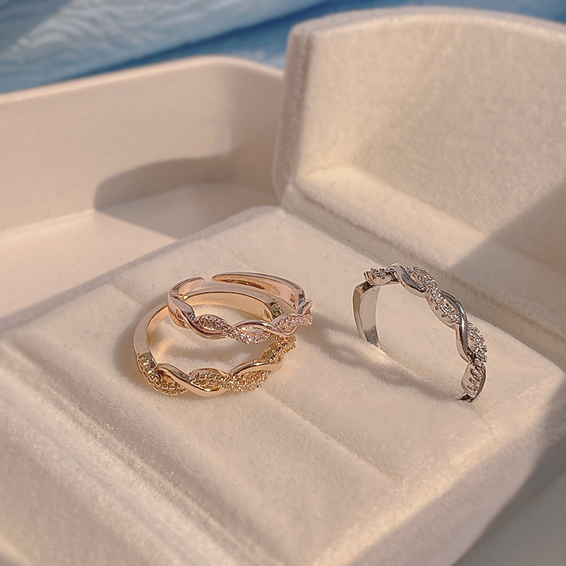 Rings Female Fashion Personality Winding Micro Inlaid Ring Open Fashion Personality Niche Cool Style Internet Famous Index Finger Ring Trendy 