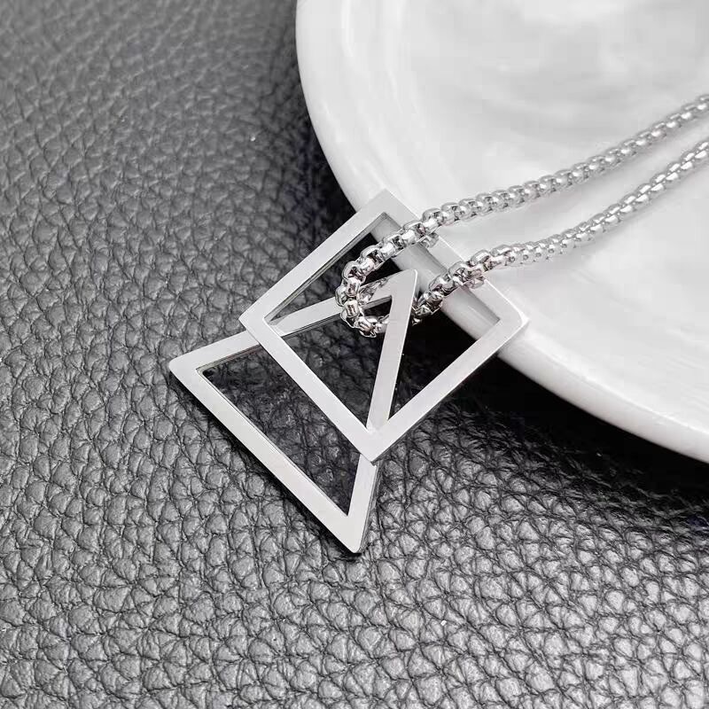 Necklace Men's Trendy Women's Hip Hop Ins Cold Style Simple Niche Design Men's Color-free Woolen Chain Titanium Steel Necklace