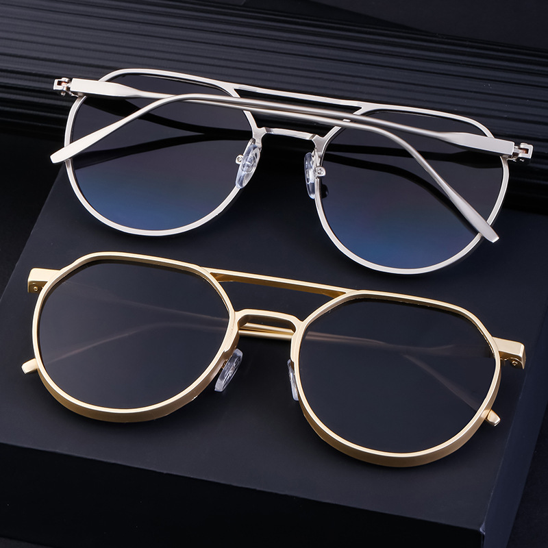 2023 New Vintage Oval Frame Sunglasses Men's Metal Double Beam Driving Sunglasses Cross Border Wholesale shades