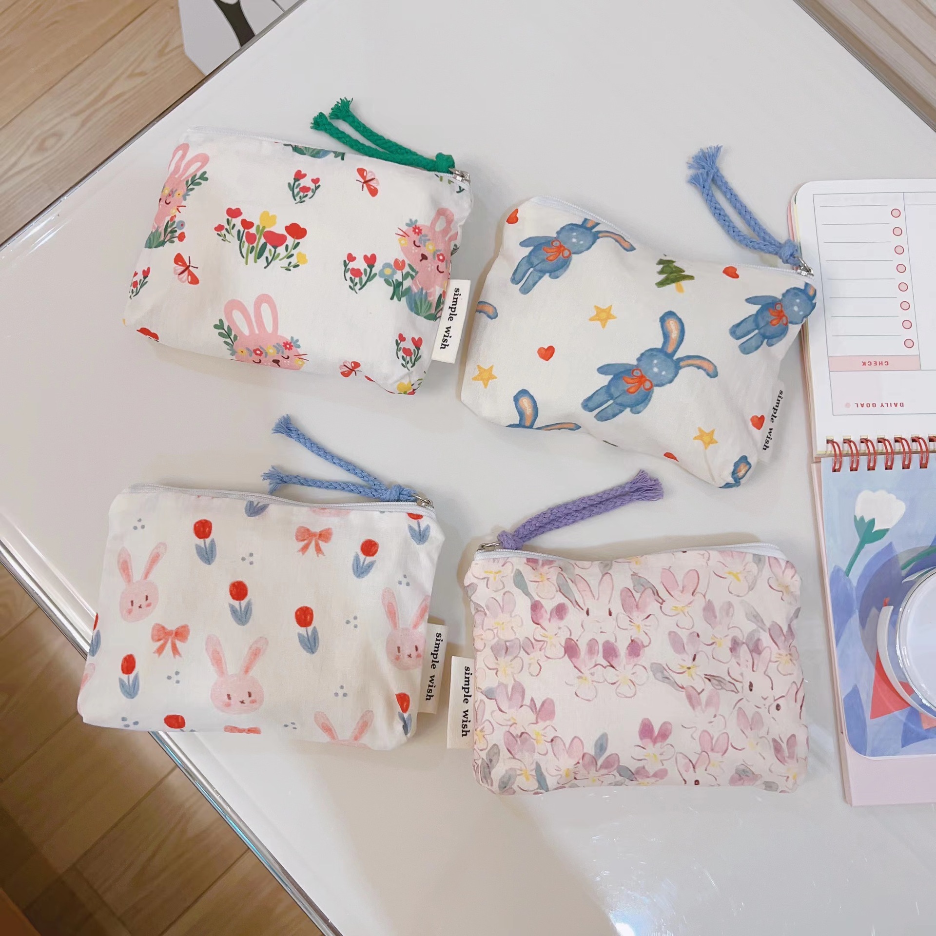 [Su Xi cloth bag] cute rabbit mini cotton bag zipper small cloth bag coin purse card bag headphones lipstick bag