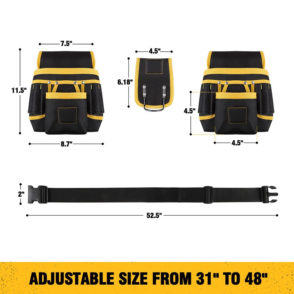 Tool Belt has magnetic multiple pockets tool belt adjustable tool waist bag multifunctional repair tool bag