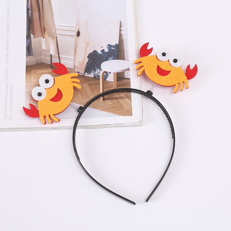 Cartoon Big Crab Headband Cute Children's New Year's Day Performance Hair Clamp Crayfish Headband Travel Photo Headwear Hair Accessories