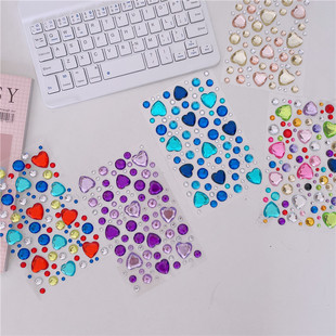Large Love Diamond stickers ins3D Korean Diamond decorative hand account stickers face stickers children Girl Crystal Diamond
