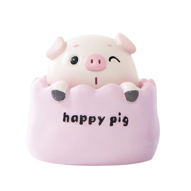 Car supplies cute piggy shake head resin doll car ornaments center console car interior decorations gifts