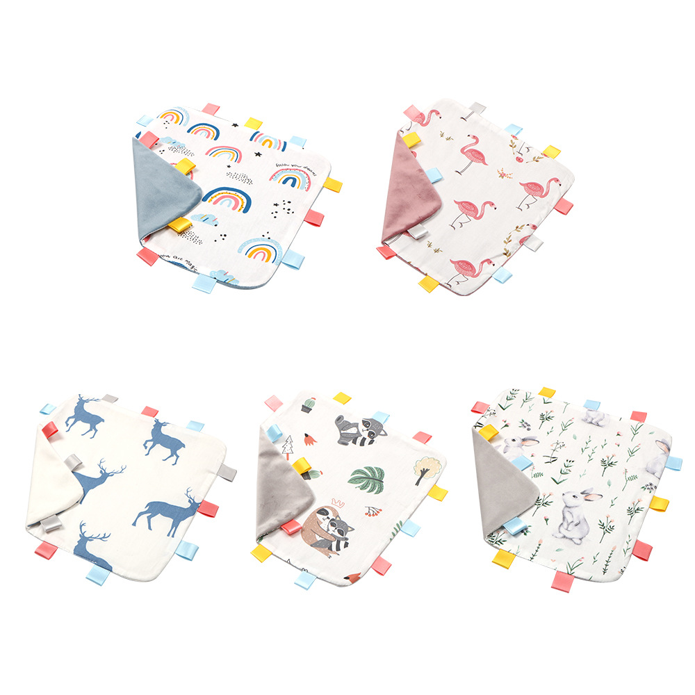 Baby cartoon printed soothing towel baby entrance bite sleeping handkerchief newborn saliva towel cotton handkerchief