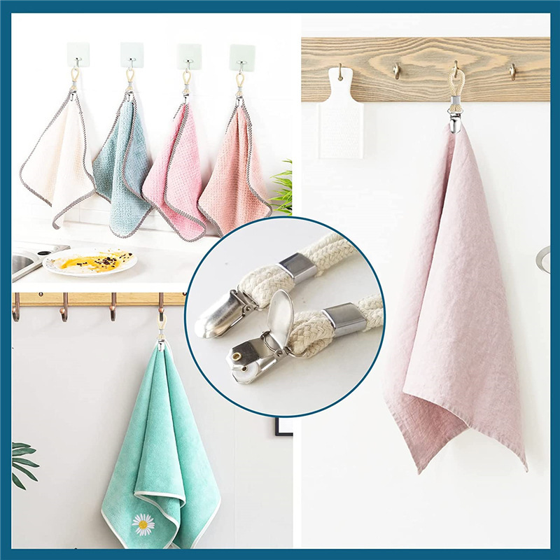 Factory cross-border direct supply Towel clip cotton rope bath Towel clip anti-rust metal bathroom clip Towel clip Cotton