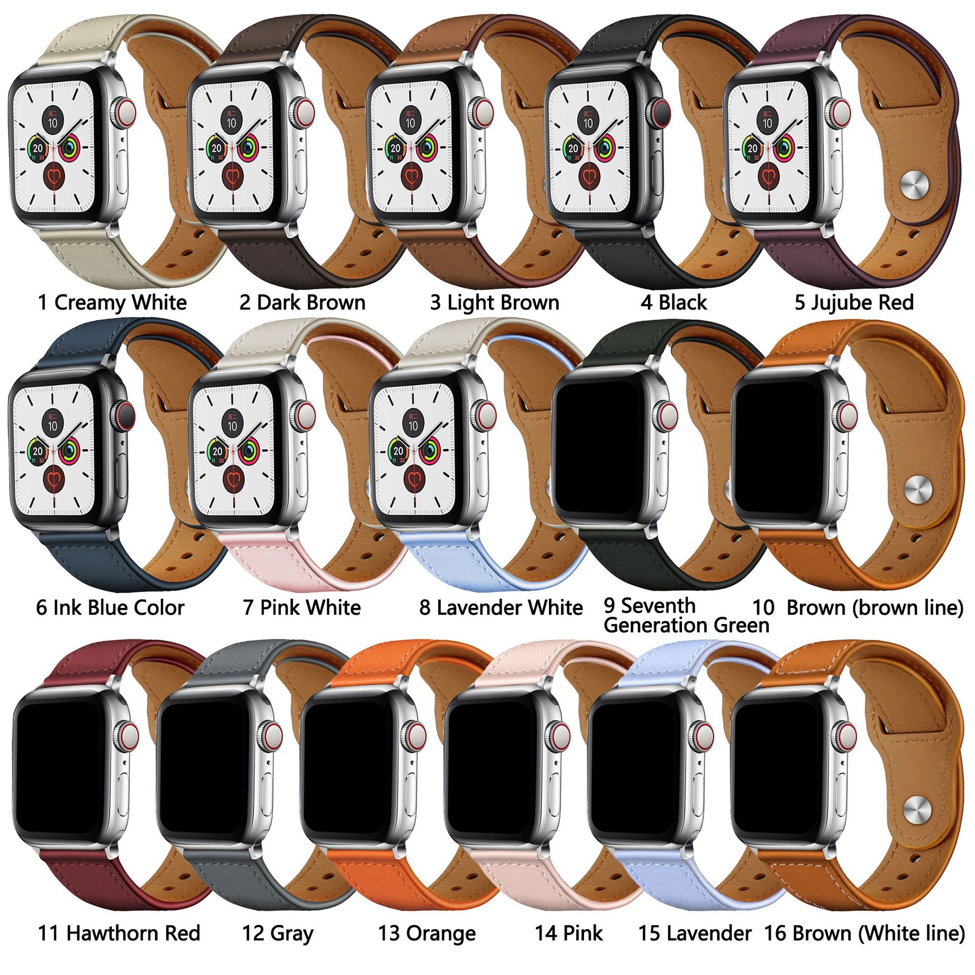 適用蘋果apple watch9皮革手錶帶 iwatch8商務頭層真皮釘扣皮錶帶