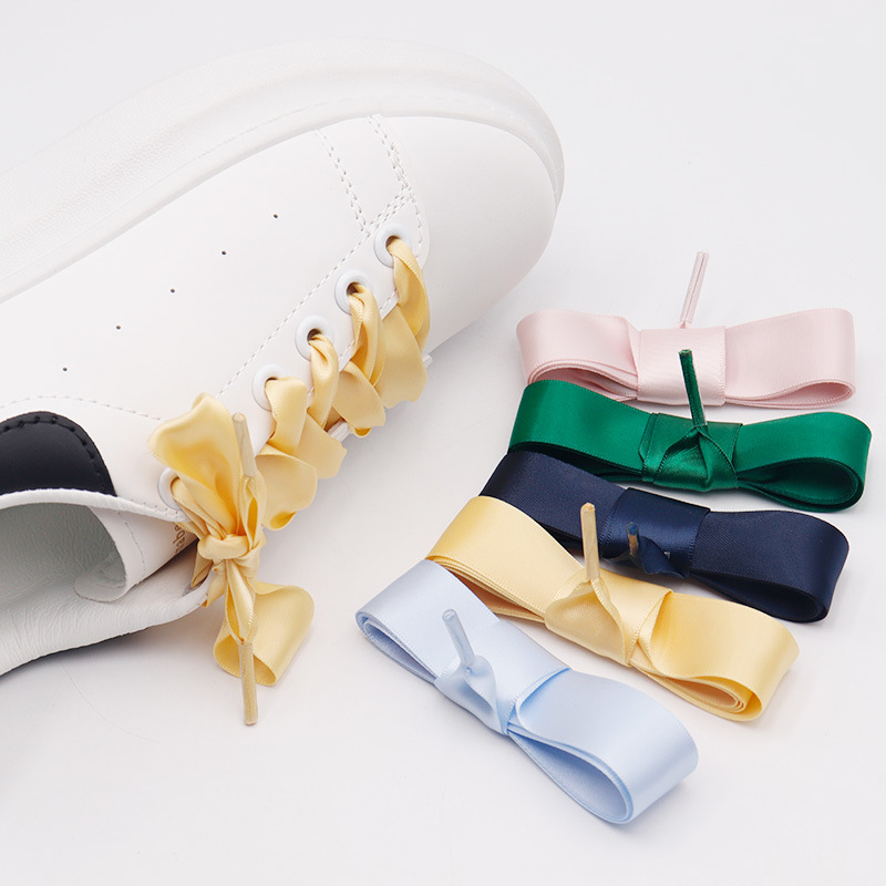 Kulokin Color Silk Shoes Bandwidth 2.2cm McQueen Shoes White Shoes Korean Satin Joker Shoelaces Wholesale