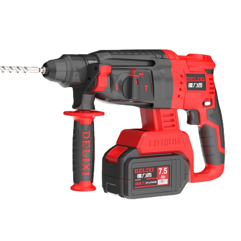 Delixi brushless rechargeable electric hammer electric pick three-use high-power industrial impact electric drill concrete Lithium electric hammer