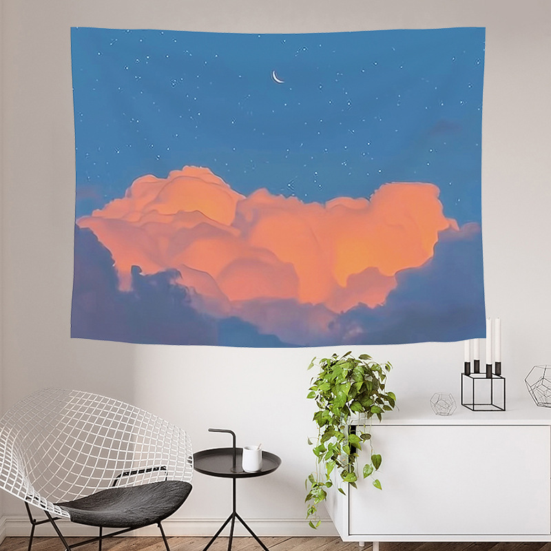 Nordic Style Bedroom Bedside Tulip Floral Background Cloth ins Healing Hanging Cloth Wall Decorative Tapestry