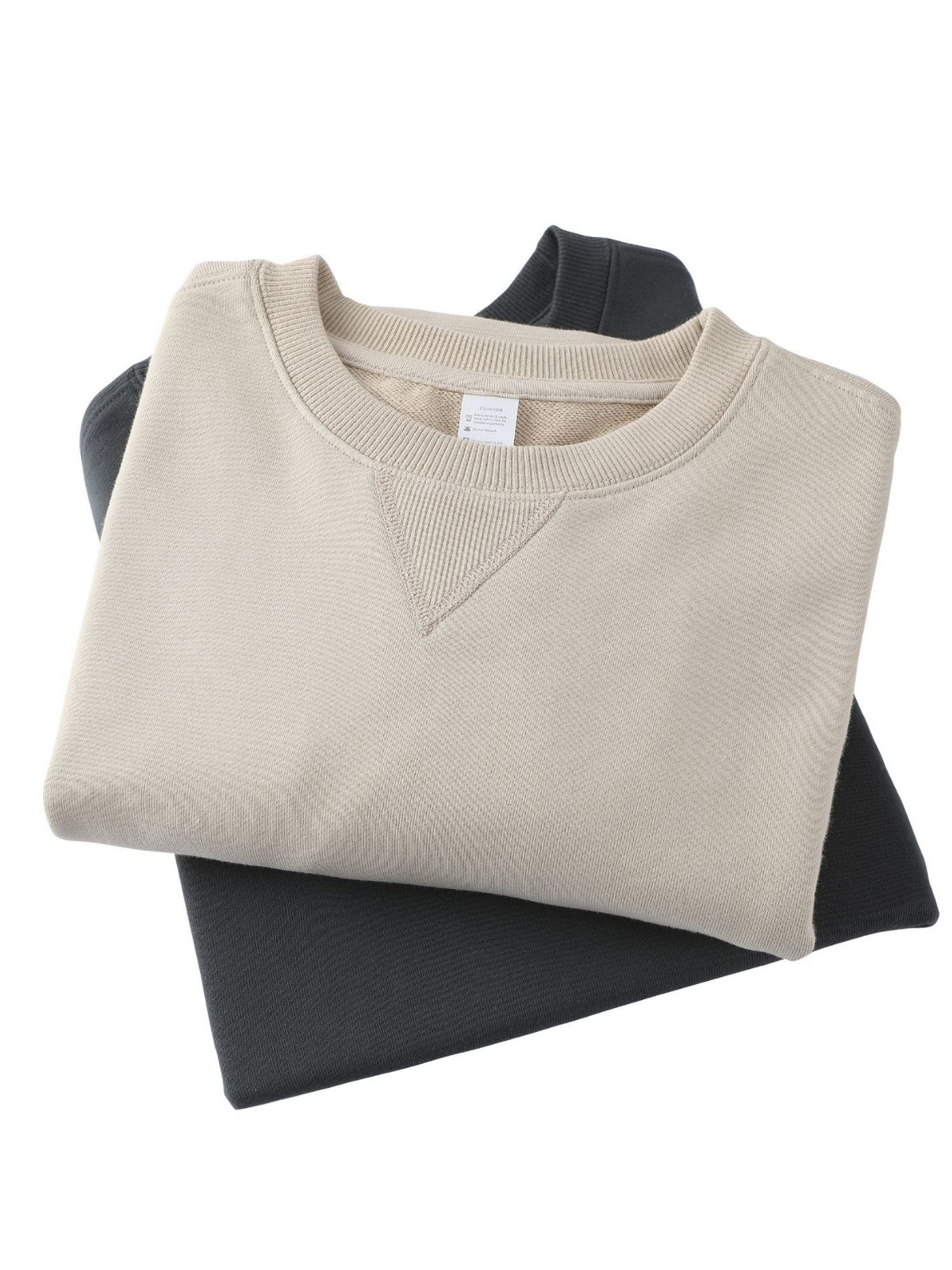 380g thick heavy combed cotton round neck sweater Terry pullover long sleeve inverted triangle casual top in stock
