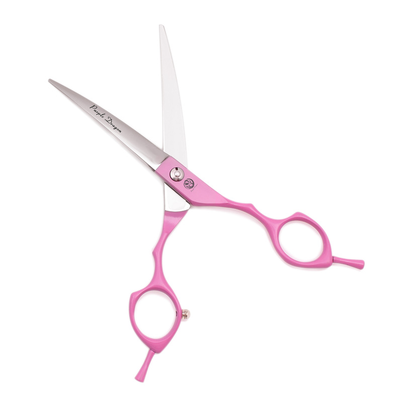 Purple Dragon professional color pet beauty scissors 6.5/7.0-inch curler double-use lower curved scissors dog hair trimming scissors
