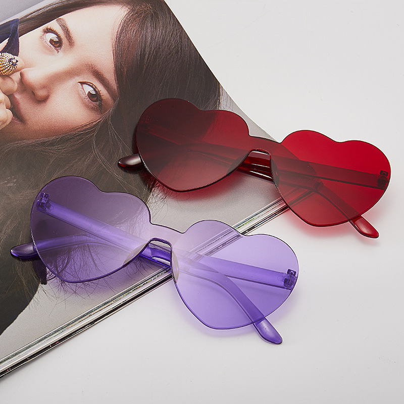 Heart Heart Sunglasses Heart Glasses Jelly-colored Rimless Heart-shaped Sunglasses