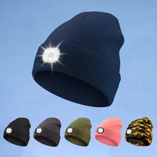 Cross-border TK platform TEMU supply private model led lighting knitted hat rechargeable removable and washable luminous bluetooth hat