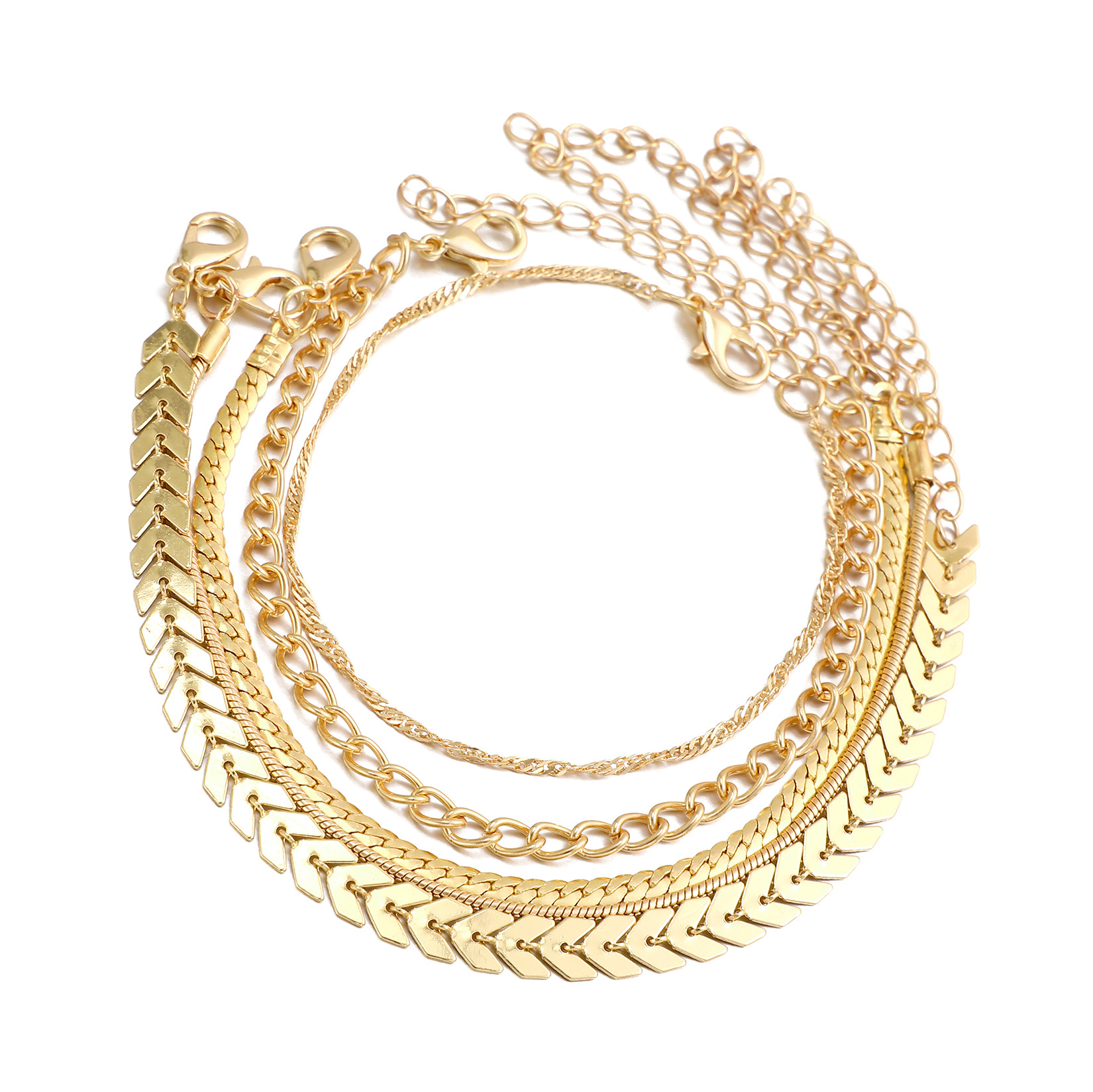 new personalized aircraft chain bracelet creative multi-layer stacked wearing thick chain bracelet set of 5 _voghion.com
