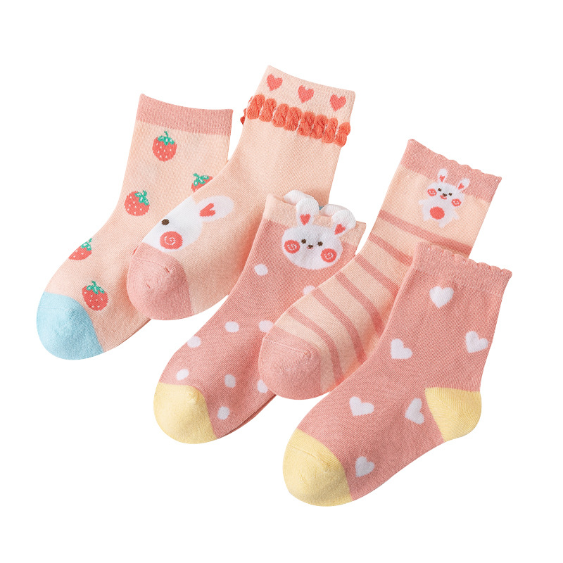 2023 autumn and winter children's socks boys and girls mid-calf socks cartoon cute bunny cotton socks baby socks wholesale