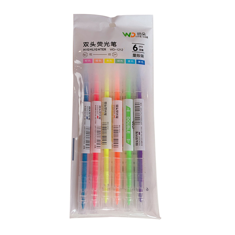 Net Red Candy Color Double-headed Fluorescent Watercolor Pen Students Use Marker Pen to Draw Key Points to Take Notes Color Marker Pen