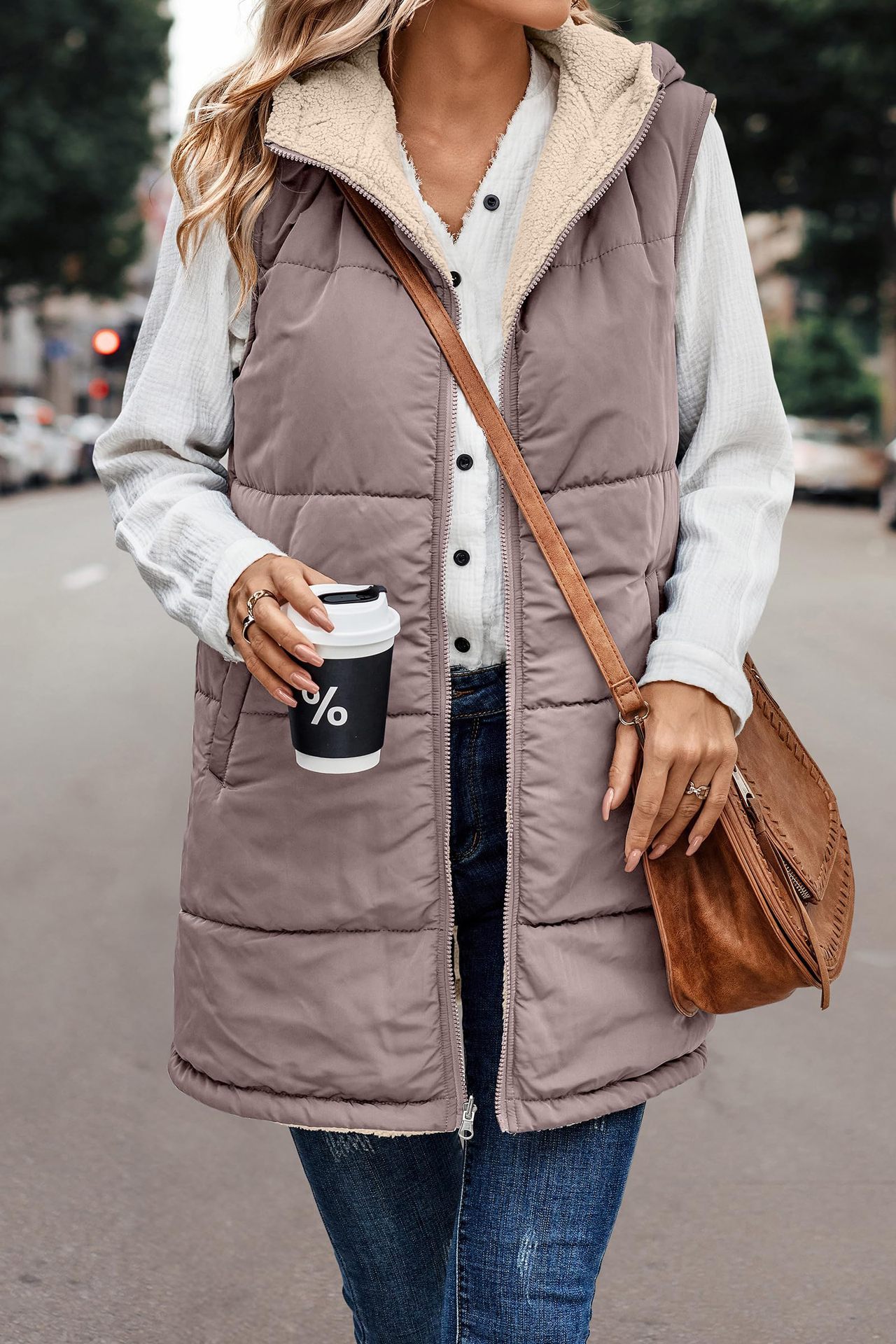 In stock 2023 new European and American solid color hooded cotton-padded vest double-sided warm cardigan windproof coat_voghion.com