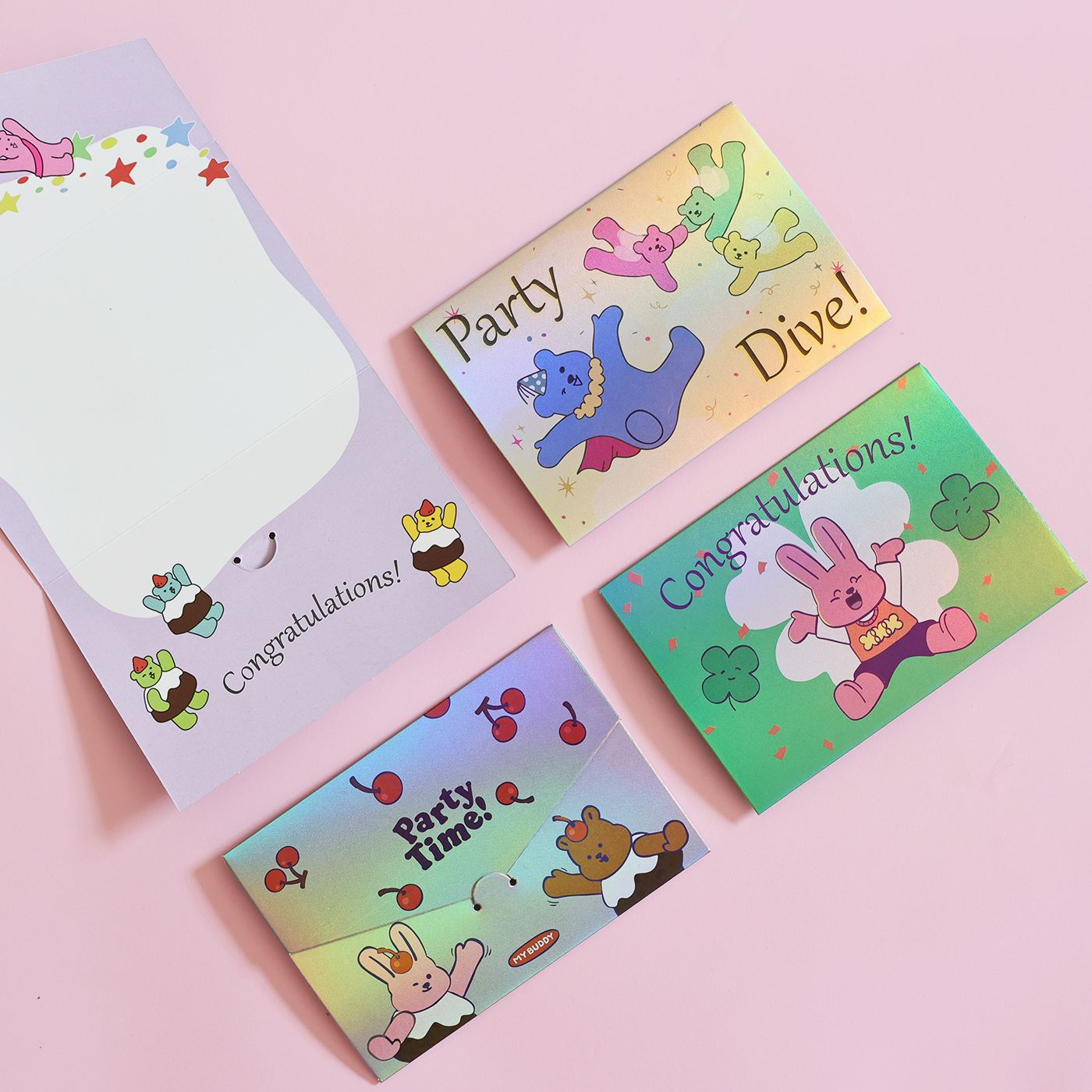 South Korea dailylike same bear dog holiday creative folding envelope greeting card laser birthday greeting card