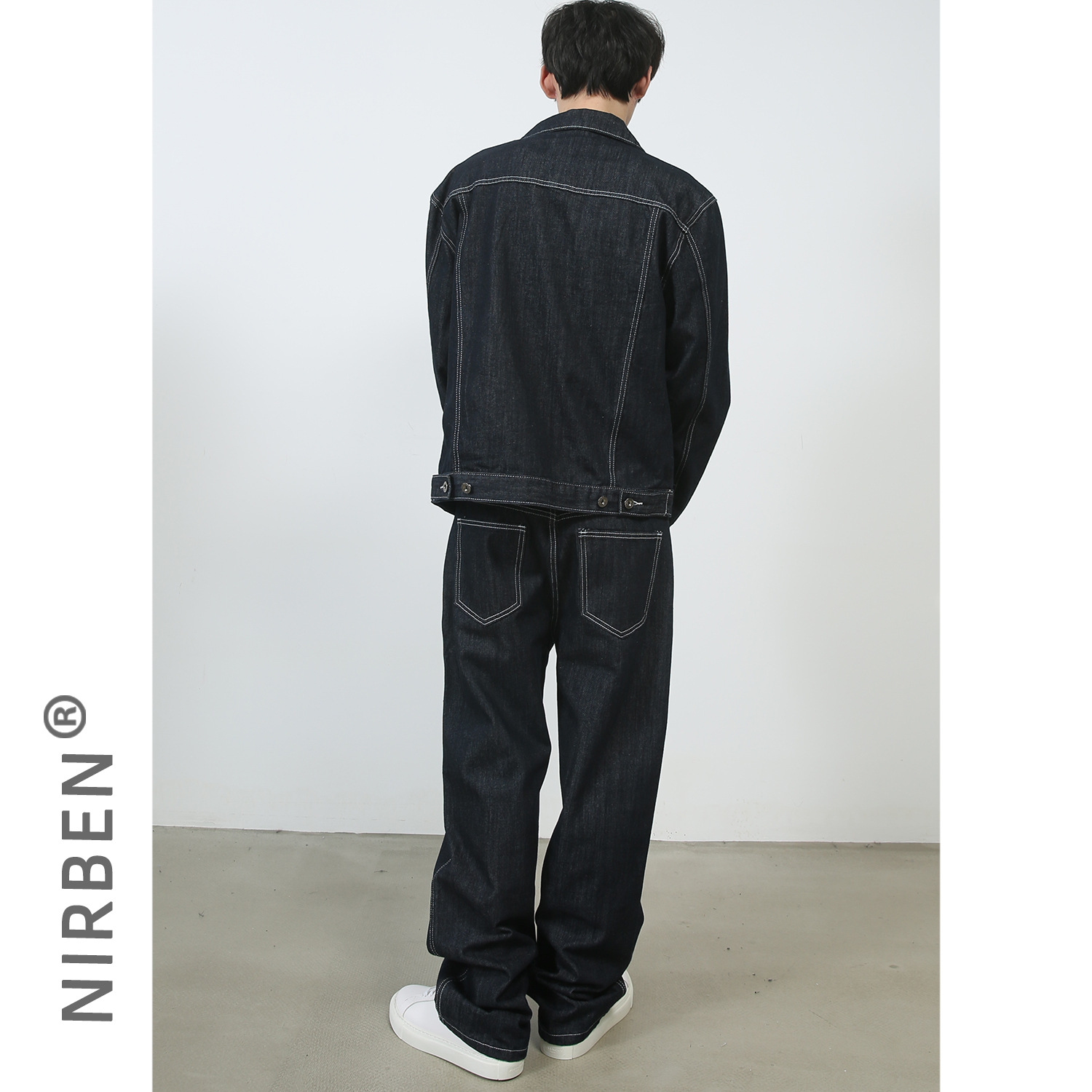 nirben Cowboy | Han Feng Primary Color Cowboy Jacket Men's Tide Brand Fried Street Loose Torre Pants Jeans Set