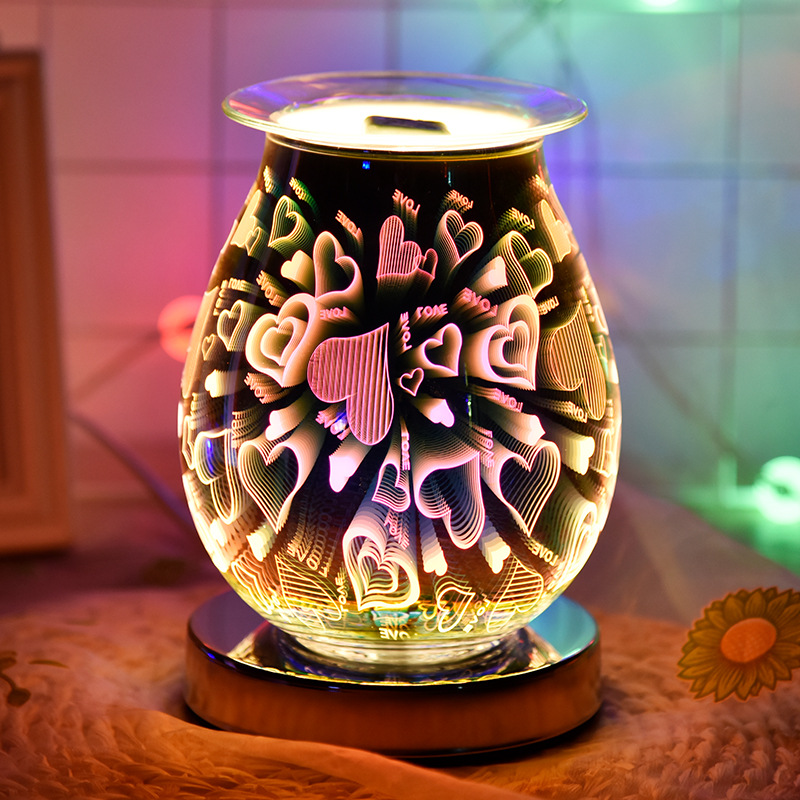 Manufacturers supply 3D love touch creative gifts glass craft gifts aromatherapy lamp ornaments