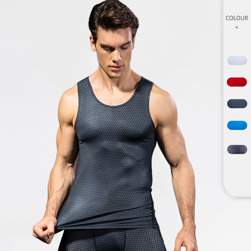 Men's 3D Printed Vest PRO Fitness Running Sports Training Vest Tight Elastic Quick-drying 4021