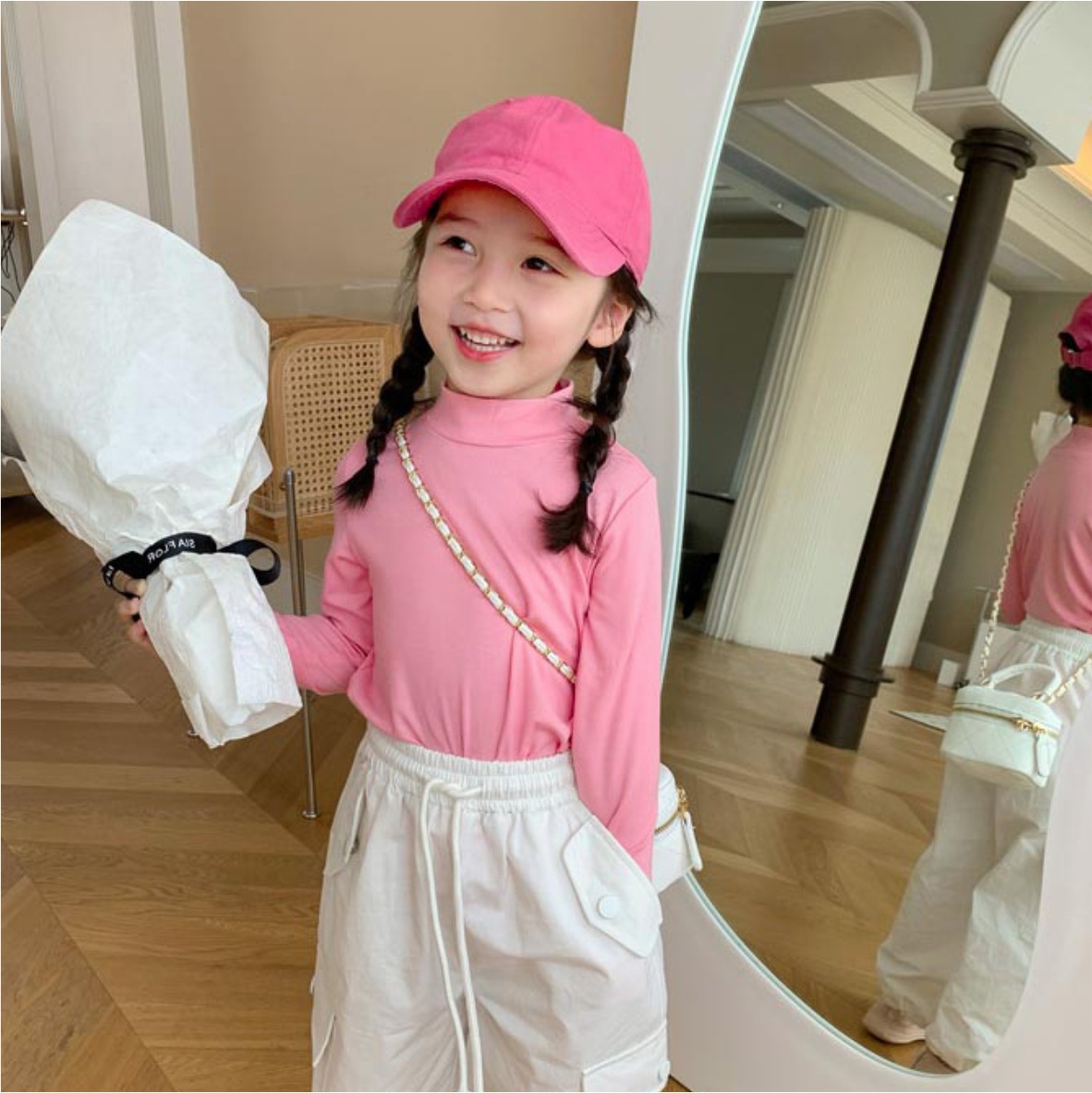 Girls' Korean Style Fashionable Slim-fit Base Shirt Spring and Autumn New Arrival Half-turtleneck Autumn Clothes Solid Color High-elastic Long-sleeved Top