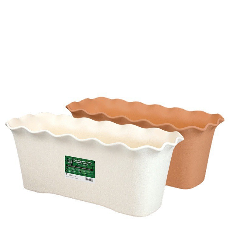 Factory Balcony Wavy Edge Rectangular Flower Pot Plastic Large Vegetable Pot Planting Groove Tulip Long Flower Box
