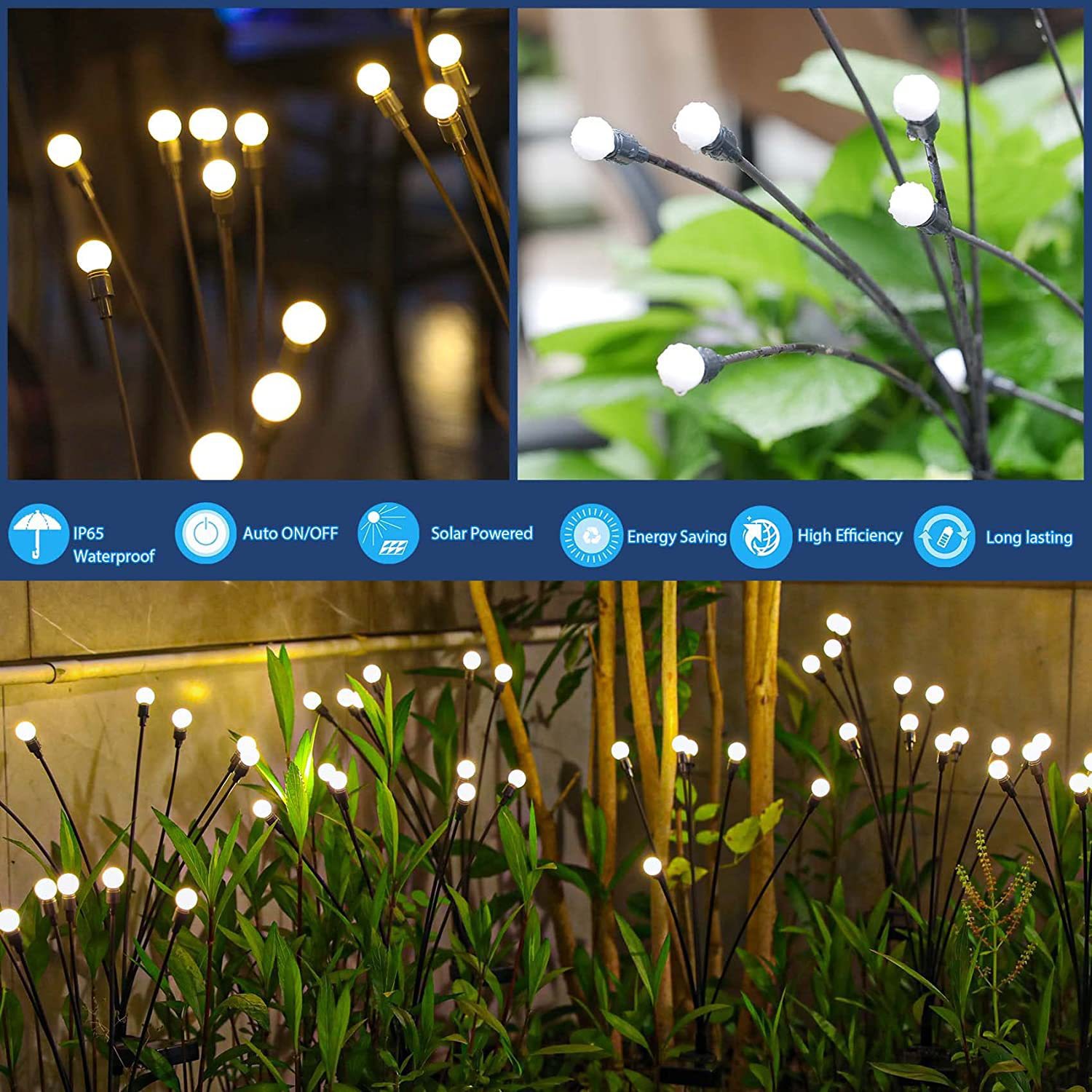 Cross-border solar lawn lamp garden lamp LED pneumatic FireFly ground lamp garden decoration holiday lamp swing
