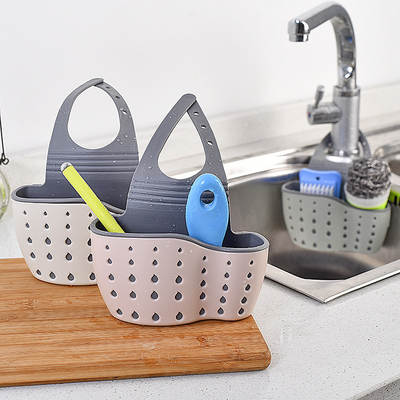 Double-layer sink drain basket hanging bag faucet dishwashing sponge storage rack kitchen sink punch-free hanging basket