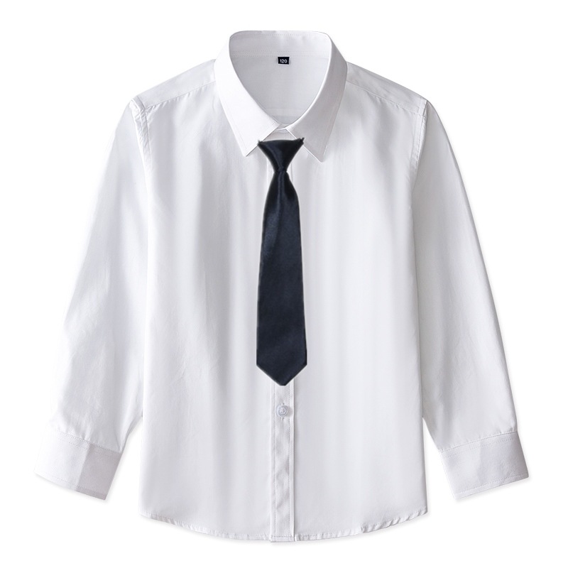 Children's White Shirt Boys' Long Sleeve Spring and Autumn School Uniform for Primary School Students Girls' White Shirt Performance Clothing for Middle School Children