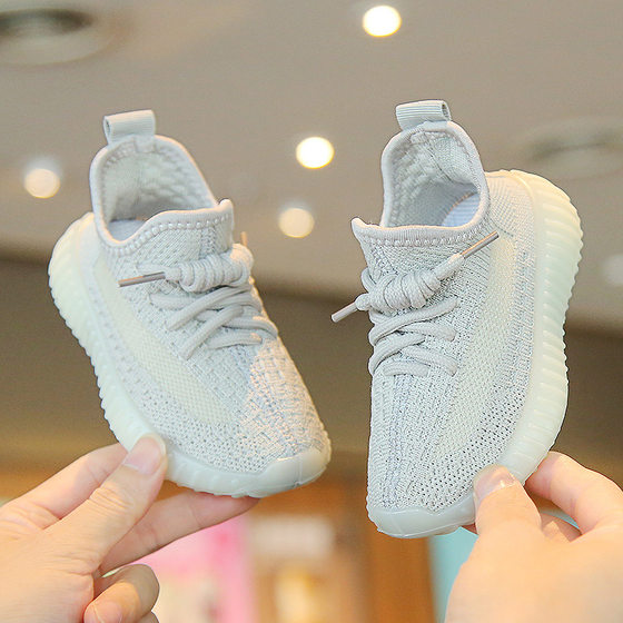 Children's coconut shoes 2024 spring boys' sneaker breathable mesh shoes flying woven girls' casual shoes soft bottom baby shoes