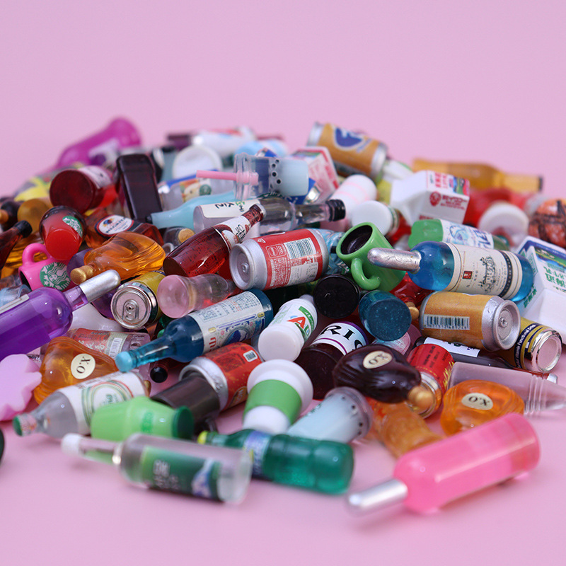 Miniature food play supermarket small blind bag mini drink bottle diy food resin model ornaments 100 models do not repeat