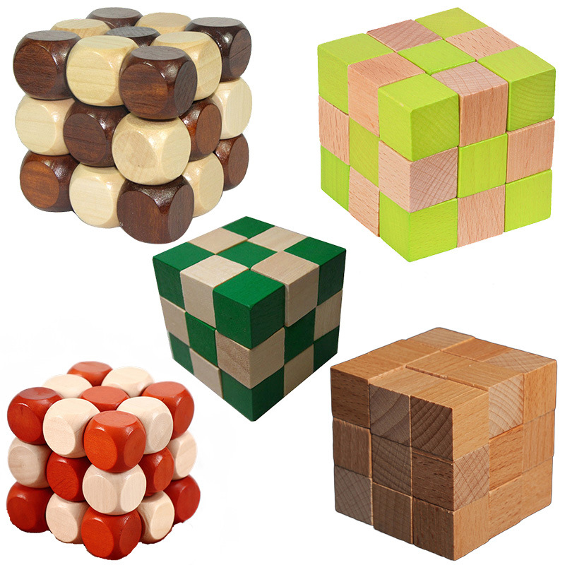 Children's Puzzle Luban Lock Kongming Lock Toy Dragon Swing Tail Classical Intelligence Development Teaching Aids Learning Wood Rubik's Cube