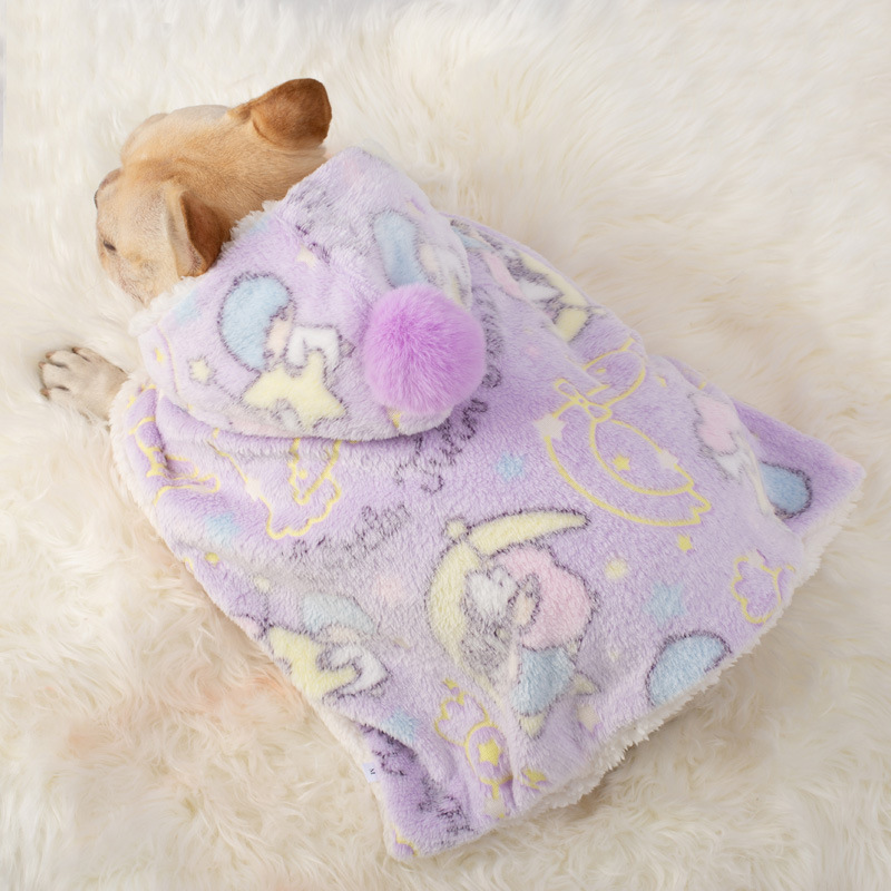 Dog Cloak Nightgown Warm Autumn and Winter Quilt Fadou Koki Bear Shawl Luminous Cape Blanket Pet Clothes