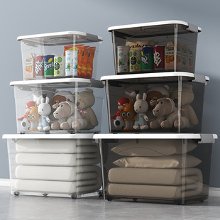 Wholesale thickened transparent storage box household large capacity clothes storage box with lid plastic storage box storage box