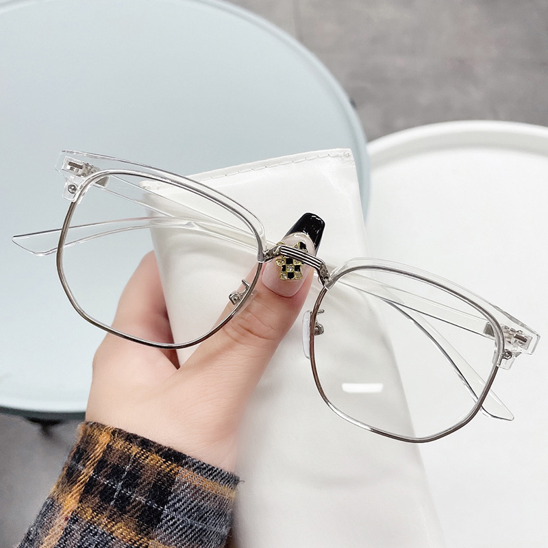 Duplex Handsome Half-frame Glasses Frame Men's Korean-style Sven Scum Myopia with Anti-blue Light Flat Eye Frame