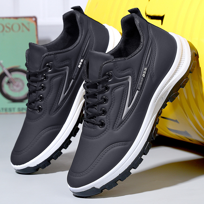2023 New Four Seasons Sports Korean Style All-match Casual Trendy Running Student Shoes Leather Top Waterproof Torre Shoes